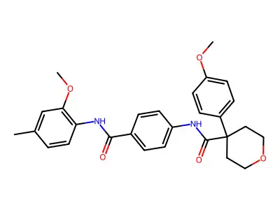 N-[4-[(2-methoxy-4-methylphenyl)carbamoyl]phenyl]-4-(4-methoxyphenyl)oxane-4-carboxamide structure