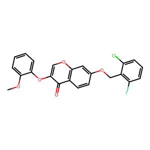 7-[(2-Chloro-6-fluorophenyl)methoxy]-3-(2-methoxyphenoxy)chromen-4-one structure
