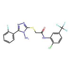 2-{[4-amino-5-(2-fluorophenyl)-4H-1,2,4-triazol-3-yl]sulfanyl}-N-[2-chloro-5-(trifluoromethyl)phenyl]acetamide structure