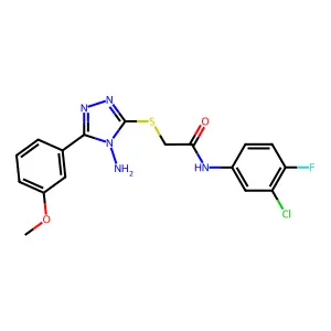 2-[4-amino-5-(3-methoxyphenyl)(1,2,4-triazol-3-ylthio)]-N-(3-chloro-4-fluoroph enyl)acetamide structure