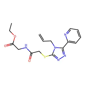 ethyl 2-[2-(4-prop-2-enyl-5-(2-pyridyl)-1,2,4-triazol-3-ylthio)acetylamino]ace tate structure