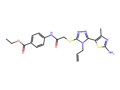 ethyl 4-[({[4-allyl-5-(2-amino-4-methyl-1,3-thiazol-5-yl)-4H-1,2,4-triazol-3-yl]thio}acetyl)amino]benzoate structure