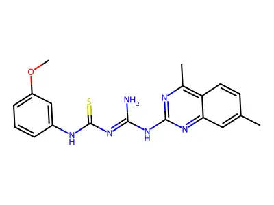1-[N-(4,7-dimethylquinazolin-2-yl)carbamimidoyl]-3-(3-methoxyphenyl)thiourea structure