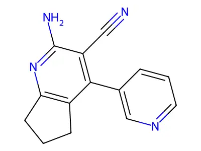 2-amino-4-pyridin-3-yl-6,7-dihydro-5H-cyclopenta[b]pyridine-3-carbonitrile structure
