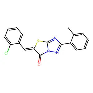 (5Z)-5-(2-chlorobenzylidene)-2-(2-methylphenyl)[1,3]thiazolo[3,2-b][1,2,4]triazol-6(5H)-one structure