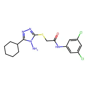 2-[(4-amino-5-cyclohexyl-4H-1,2,4-triazol-3-yl)sulfanyl]-N-(3,5-dichlorophenyl)acetamide structure