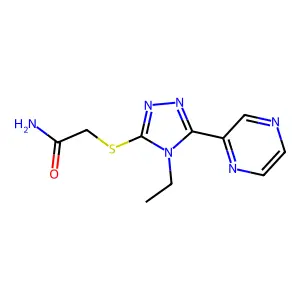 2-{[4-ethyl-5-(pyrazin-2-yl)-4H-1,2,4-triazol-3-yl]sulfanyl}acetamide structure