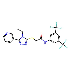 N-[3,5-BIS(TRIFLUOROMETHYL)PHENYL]-2-{[4-ETHYL-5-(3-PYRIDINYL)-4H-1,2,4-TRIAZOL-3-YL]SULFANYL}ACETAMIDE structure
