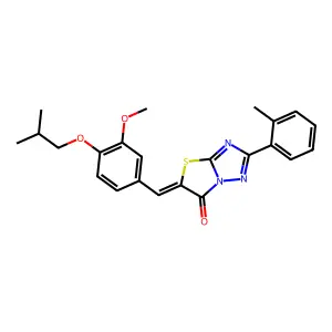(5Z)-5-(4-isobutoxy-3-methoxybenzylidene)-2-(2-methylphenyl)[1,3]thiazolo[3,2-b][1,2,4]triazol-6(5H)-one structure