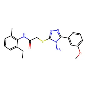 2-[4-amino-5-(3-methoxyphenyl)(1,2,4-triazol-3-ylthio)]-N-(6-ethyl-2-methylphe nyl)acetamide structure