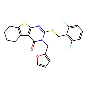 2-[(2,6-difluorobenzyl)sulfanyl]-3-(furan-2-ylmethyl)-5,6,7,8-tetrahydro[1]benzothieno[2,3-d]pyrimidin-4(3H)-one structure