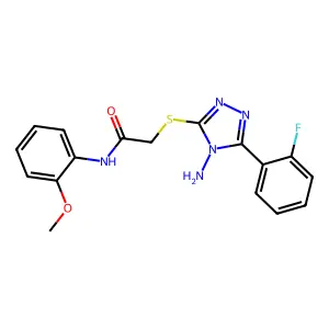 2-[4-amino-5-(2-fluorophenyl)(1,2,4-triazol-3-ylthio)]-N-(2-methoxyphenyl)acet amide structure