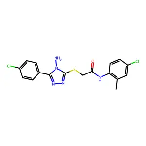 2-((4-Amino-5-(4-CL-PH)-4H-1,2,4-triazol-3-YL)thio)-N-(4-CL-2-ME-PH)acetamide structure