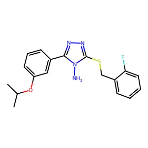 3-[(2-fluorobenzyl)sulfanyl]-5-[3-(propan-2-yloxy)phenyl]-4H-1,2,4-triazol-4-amine structure