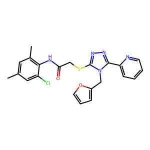N-(2-chloro-4,6-dimethylphenyl)-2-{[4-(furan-2-ylmethyl)-5-(pyridin-2-yl)-4H-1,2,4-triazol-3-yl]sulfanyl}acetamide structure