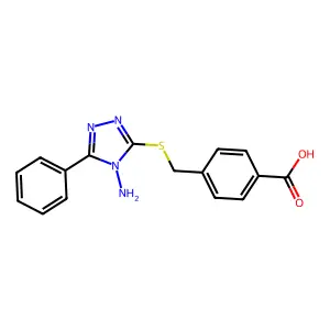 4-[(4-Amino-5-phenyl-1,2,4-triazol-3-ylthio)methyl]benzoic acid structure