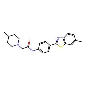 N-[4-(6-methyl-1,3-benzothiazol-2-yl)phenyl]-2-(4-methylpiperidin-1-yl)acetamide structure