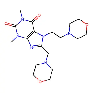 1,3-Dimethyl-7-(2-morpholin-4-ylethyl)-8-(morpholin-4-ylmethyl)purine-2,6-dione structure