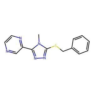2-[5-(benzylsulfanyl)-4-methyl-4H-1,2,4-triazol-3-yl]pyrazine structure