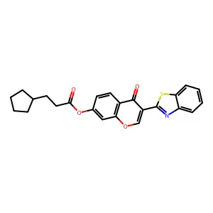 3-(benzo[d]thiazol-2-yl)-4-oxo-4H-chromen-7-yl 3-cyclopentylpropanoate structure