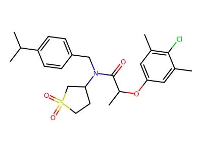 2-(4-chloro-3,5-dimethylphenoxy)-N-(1,1-dioxidotetrahydrothiophen-3-yl)-N-[4-(propan-2-yl)benzyl]propanamide structure