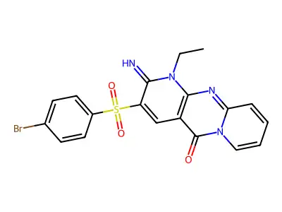 3-[(4-bromophenyl)sulfonyl]-1-ethyl-2-imino-1,2-dihydro-5H-dipyrido[1,2-a:2',3'-d]pyrimidin-5-one structure