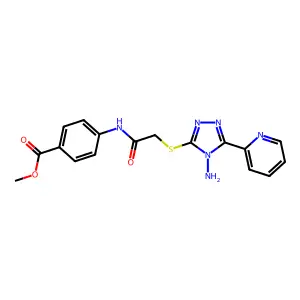 Methyl 4-[2-(4-amino-5-(2-pyridyl)-1,2,4-triazol-3-ylthio)acetylamino]benzoate structure