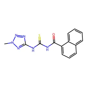 N-[(2-methyltetrazol-5-yl)carbamothioyl]naphthalene-1-carboxamide structure