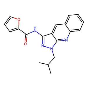 N-[1-(2-methylpropyl)pyrazolo[3,4-b]quinolin-3-yl]furan-2-carboxamide structure