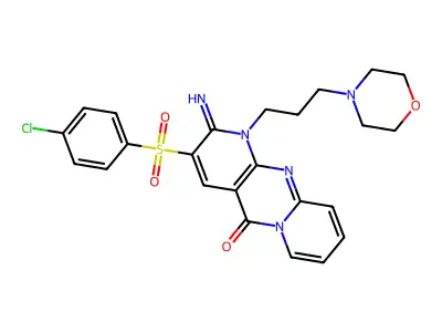 3-[(4-chlorophenyl)sulfonyl]-2-imino-1-(3-morpholin-4-ylpropyl)-1,6-dihydropyr idino[1,2-a]pyridino[2,3-d]pyrimidin-5-one structure
