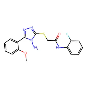 2-((4-amino-5-(2-methoxyphenyl)-4H-1,2,4-triazol-3-yl)thio)-N-(2-fluorophenyl)acetamide structure