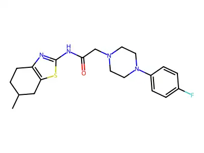 2-[4-(4-fluorophenyl)piperazin-1-yl]-N-(6-methyl-4,5,6,7-tetrahydro-1,3-benzothiazol-2-yl)acetamide structure