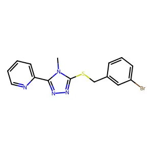 3-[(3-Bromophenyl)methylthio]-4-methyl-5-(2-pyridyl)-1,2,4-triazole structure