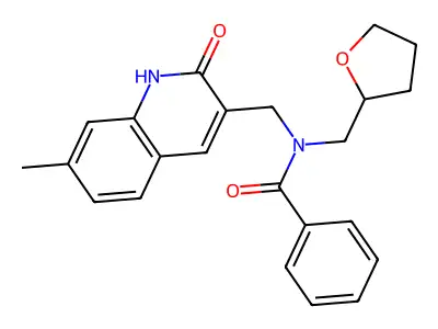 N-[(7-methyl-2-oxo-1H-quinolin-3-yl)methyl]-N-(oxolan-2-ylmethyl)benzamide structure