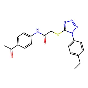 N-(4-acetylphenyl)-2-[1-(4-ethylphenyl)tetrazol-5-yl]sulfanylacetamide structure