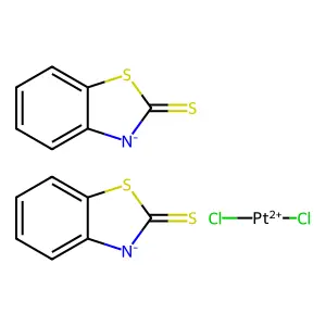 Bis(1,3-benzothiazol-3-ide-2-thione);dichloroplatinum(2+) structure
