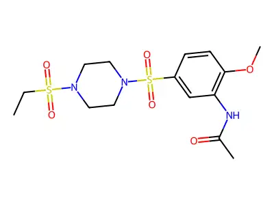 N-[5-[[4-(Ethylsulfonyl)-1-piperazinyl]sulfonyl]-2-methoxyphenyl]acetamide structure