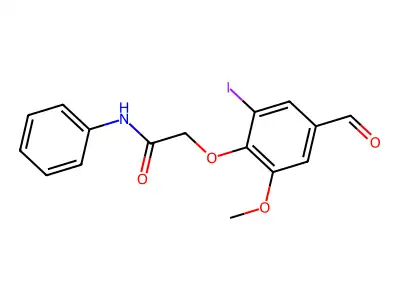 2-(4-formyl-2-iodo-6-methoxyphenoxy)-N-phenylacetamide structure