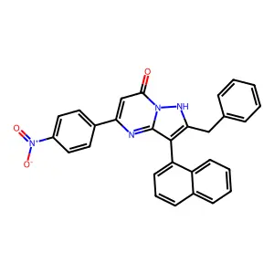 2-benzyl-3-(1-naphthyl)-5-(4-nitrophenyl)pyrazolo[1,5-a]pyrimidin-7(4H)-one structure
