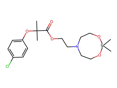 Propionic acid, 2-(p-chlorophenoxy)-2-methyl-, 2-(2,2-dimethyl-1,3-dioxa-6-aza-2-silacyclooct-6-yl)ethyl ester structure