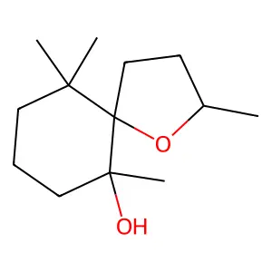 1-Oxaspiro(4.5)decan-6-ol, 2,6,10,10-tetramethyl-, (2R,5R,6S)-rel- structure