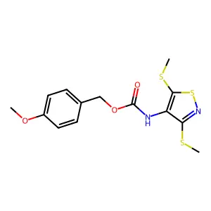 (4-methoxyphenyl)methyl N-[3,5-bis(methylsulfanyl)-1,2-thiazol-4-yl]carbamate structure