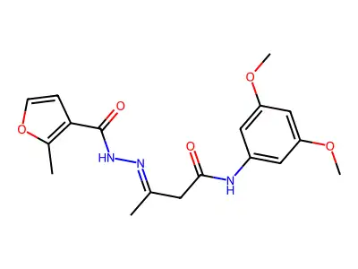 N-(3,5-Dimethoxyphenyl)-3-[2-(2-methylfuran-3-carbonyl)hydrazinylidene]butanamide structure