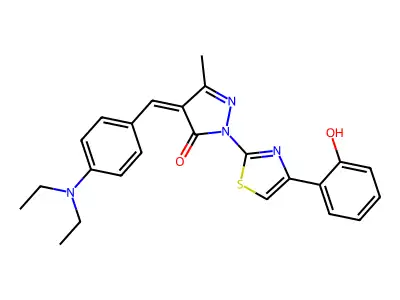 (4Z)-4-[[4-(diethylamino)phenyl]methylidene]-2-[4-(2-hydroxyphenyl)-1,3-thiazol-2-yl]-5-methylpyrazol-3-one structure