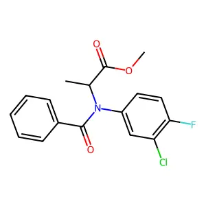 L-Alanine, N-benzoyl-N-(3-chloro-4-fluorophenyl)-, methyl ester structure