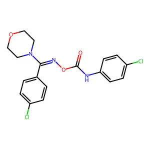 (4-Chloroanilino)({[(4-chlorophenyl)(morpholin-4-yl)methylidene]amino}oxy)methanone structure