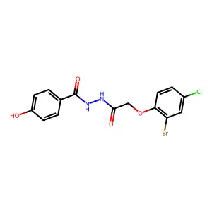 N'-[2-(2-bromo-4-chlorophenoxy)acetyl]-4-hydroxybenzohydrazide structure