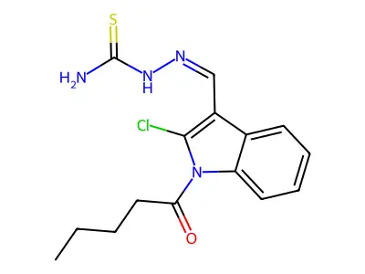 [(2-Chloro-1-pentanoylindol-3-yl)methylideneamino]thiourea structure