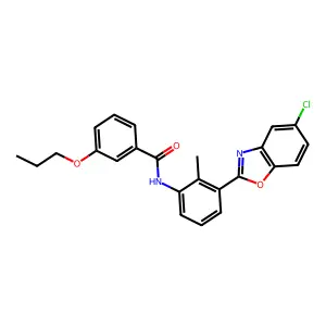 N-[3-(5-chloro-1,3-benzoxazol-2-yl)-2-methylphenyl]-3-propoxybenzamide structure