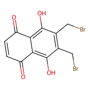 6,7-Bis(bromomethyl)-5,8-dihydroxynaphthalene-1,4-dione structure